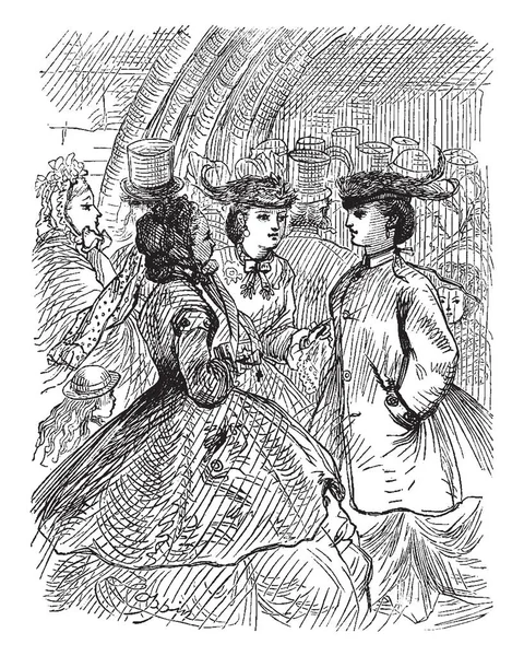 Konuşmak, vintage çizgi çizme veya illüstrasyon oyma kadın grubu