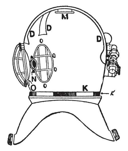 Vista Lateral Del Casco Buceo Que Protege Cabeza Del Buceador — Archivo Imágenes Vectoriales