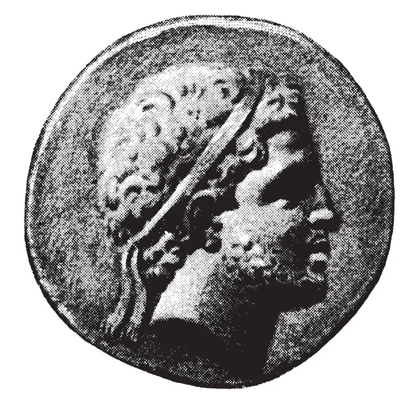 Рамка Має Грецький Старомодний Монету Реплікою Короля Ньому Vintage Штриховий — стоковий вектор