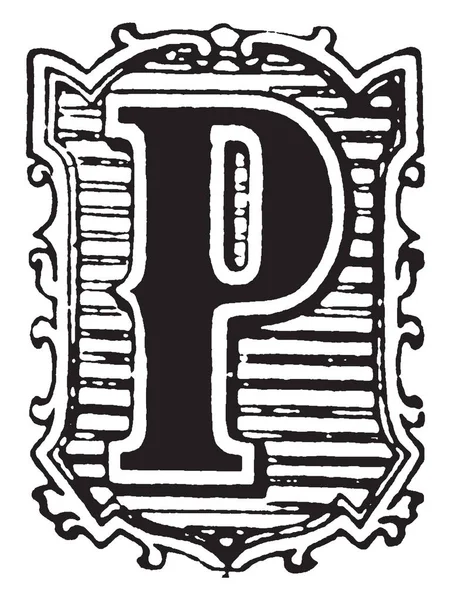 Letra Decorativa Ornamental Dibujo Línea Vintage Ilustración Grabado — Archivo Imágenes Vectoriales