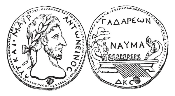 Marcus Aurelius Antoninus Gdzie Medal Grawerowane Głową Marcus Aurelius Antoninus — Wektor stockowy