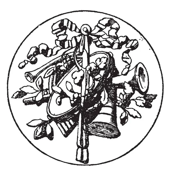 Символ Орнамента Медальон Является Символом Музыкальных Инструментов Дизайн Скульптор Лер — стоковый вектор