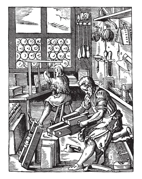 Binderei Streng Sechzehnten Jahrhundert Vintage Gestochene Illustration Industrieenzyklopädie Lami 1875 — Stockvektor