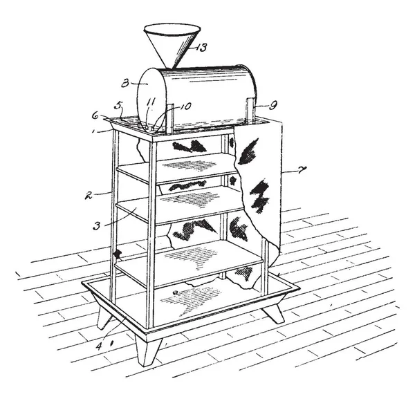 加气冷却器 用于在低于室温的温度下储存食物 复古线条绘制或雕刻插图 — 图库矢量图片