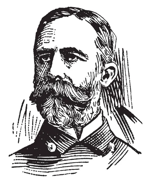 ウィリアム サンプソン 1840 1902 彼はアメリカ合衆国海軍少将 ビンテージの線描画や彫刻イラスト — ストックベクタ