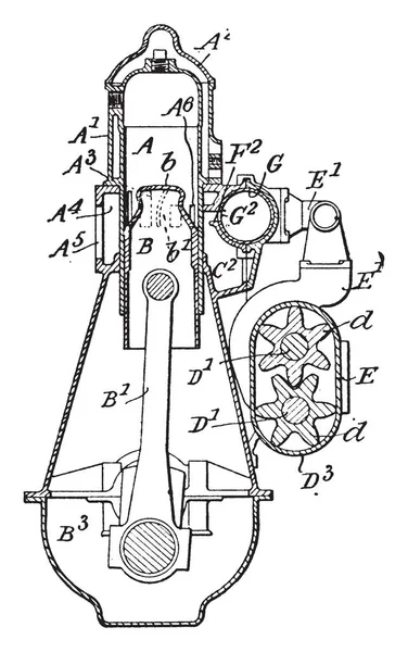 Esta Ilustração Representa Explosion Engine Desenho Linha Vintage Gravura Ilustração — Vetor de Stock