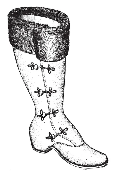 Single Boot Montre Quatre Attaches Dessin Ligne Vintage Illustration Gravure — Image vectorielle