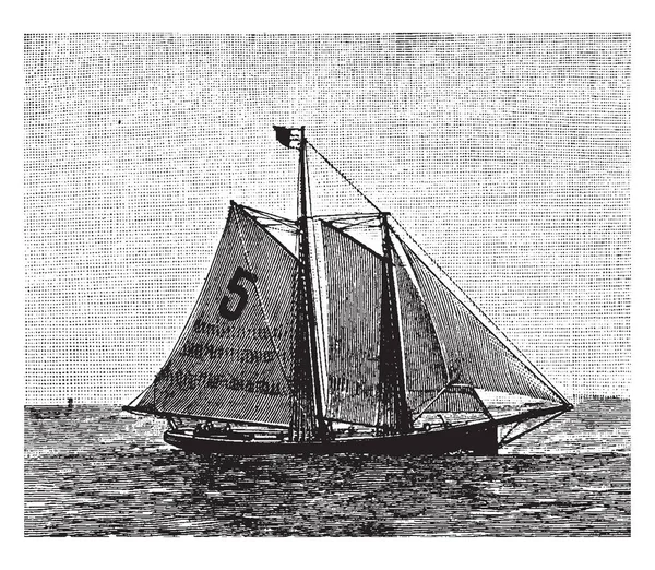Ilustración Estilo Vintage Del Velero Mar — Vector de stock