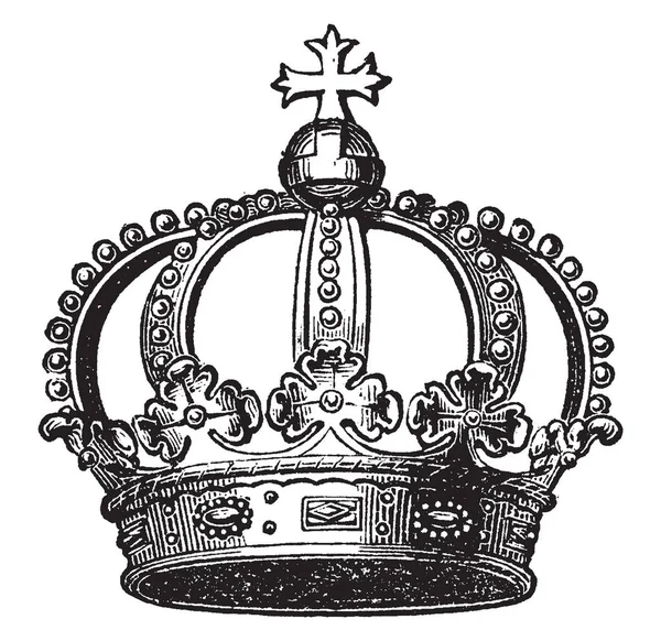 Resmi Bir Prusya Crown Vintage Çizgi Çizme Veya Oyma Illüstrasyon — Stok Vektör