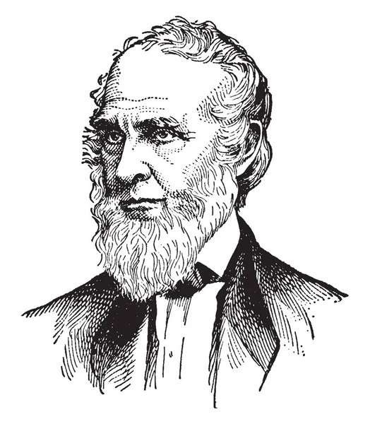 ジョン グリーン リーフ ホイッティア 1807 1892 彼はアメリカ人クエーカー教徒の詩人およびアメリカ合衆国 ビンテージの線描画や彫刻イラストで奴隷制度の廃止の支持者 — ストックベクタ
