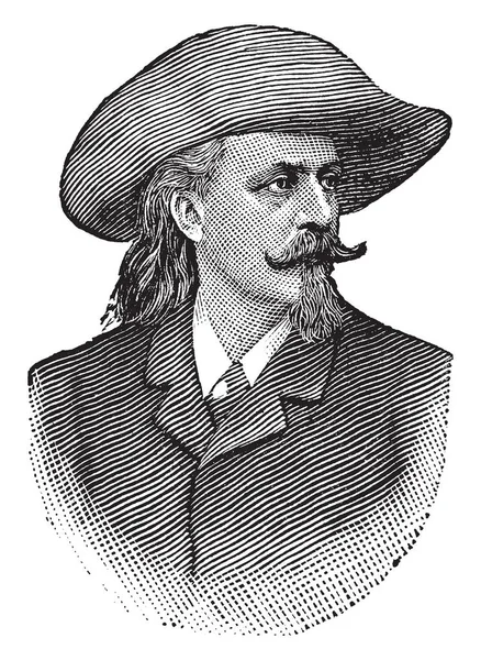 William Cody 1846 1917 Fue Explorador Estadounidense Cazador Bisontes Showman — Vector de stock