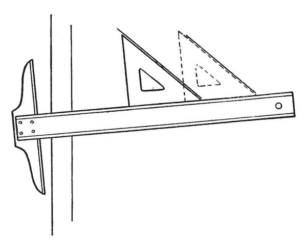 Dibujo Líneas Paralelas Usando Cuadrado Triángulo Posición Requerida Balancea Brújula — Vector de stock