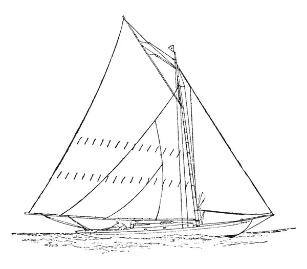 Raceabout Iate Sloop Com Gabarito Estadia Jib Sendo Fixado Bowsprit — Vetor de Stock