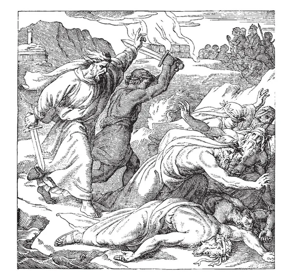 Ein Bild Des Elias Und Einiger Propheten Des Baal Dem — Stockvektor