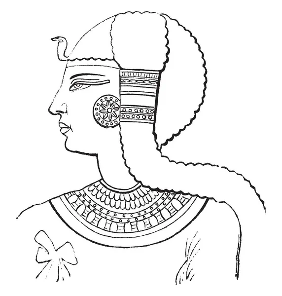 Μια Αρχαία Φαραώ Εκλεκτής Ποιότητας Γραμμικό Σχέδιο Απεικόνιση Χαρακτική — Διανυσματικό Αρχείο