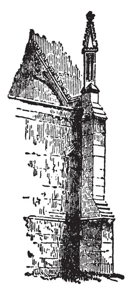 Buttress, Flying Buttress, architecture, gothic,  vintage line drawing or engraving illustration.