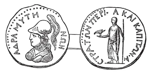 Esta Imagen Trata Una Moneda Grabada Con Imágenes Minerva Júpiter — Archivo Imágenes Vectoriales