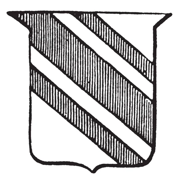 Hanedanlık armaları Bendlet var çizgi deseni üç bölümü, vintage çizgi çizme veya oyma illüstrasyon.