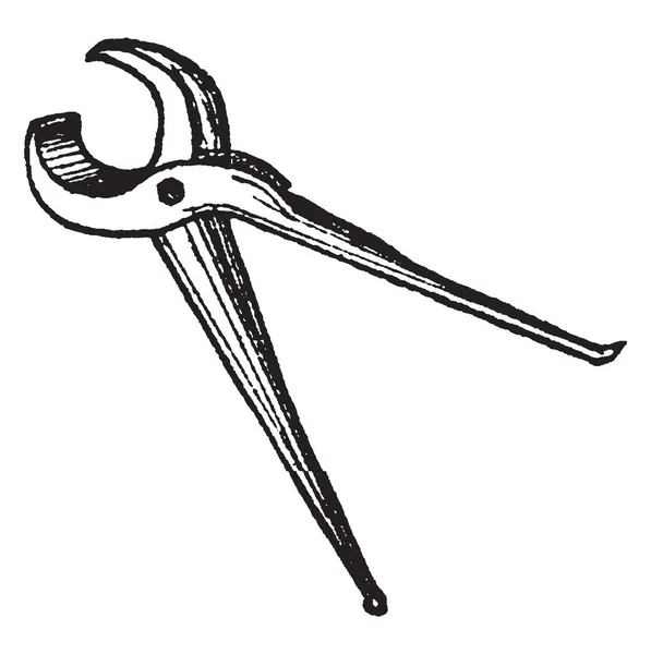 这个插图代表钳子 这是一个手工具 复古线图或雕刻插图 — 图库矢量图片