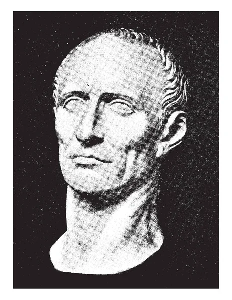 Caesar Roman Politician General Famous Author Latin Prose Vintage Line — Stock Vector