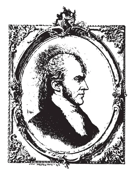 亚伦毛刺 1756 1836 他是美国政客 美国的第三位副总统从1801年到 1805 总检察长和美国参议员从状态纽约 复古线图或雕刻例证 — 图库矢量图片