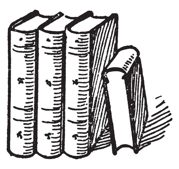Cuatro Libros Libro Documentos Libro Ritos Gran Aprendizaje Dibujo Líneas — Archivo Imágenes Vectoriales