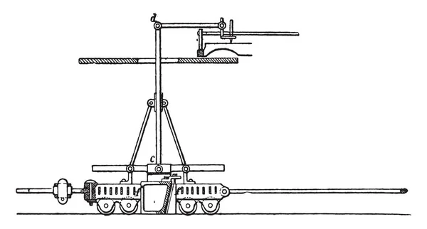 Elevação Dinamômetro East Ilustração Gravada Vintage Enciclopédia Industrial Lami 1875 —  Vetores de Stock