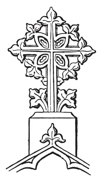 Zwieńczenia Krzyż Kula Złocone Kamień Złoto Drewniane Małe Dekoracyjne Vintage — Wektor stockowy