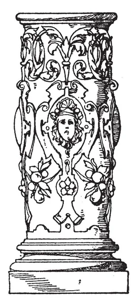 Lower Part of Column Profiled Shaft, cathedral, Germany, mayence, profiled, vintage line drawing or engraving illustration. — Stock Illustration Lower Part Column Profiled Shaft Cathedral Germany Mayence Profiled Vintage Stock Vector