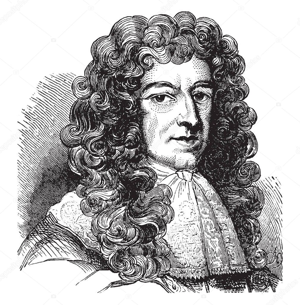 Ashley Cooper, 1621-1683, he was a prominent English politician, founder of the Whig party, and first Lord of Trade, vintage line drawing or engraving illustration