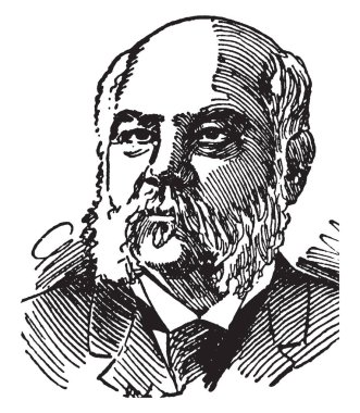 Genel Schoefield, 1831-1906, o bir Amerikan askerinin ve Amerika Birleşik Devletleri savaş, vintage çizgi çizme veya oyma illüstrasyon sekreteri oldu