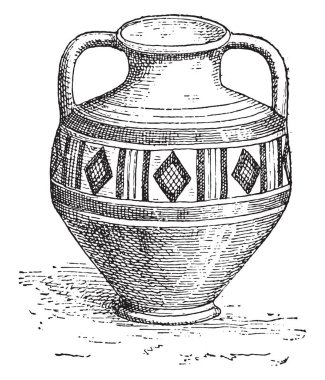 Gallo-Roma vazo dünya, vintage illüstrasyon kazınmış.