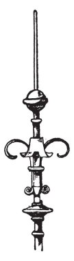 Modern Finial, apex, kubbe, sivri, kule, çatı, gable, vintage çizgi çizme veya oyma illüstrasyon.
