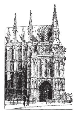 Lincoln Cathedral, Kutsal Bakire Meryem Lincoln, erken İngilizce mimarisi, İngiltere'de, Gotik mimarisi, Lincoln cathedral, ortaçağ mimarisi, St Mary's Katedrali, vintage çizgi çizme veya oyma illüstrasyon katedral kilise.