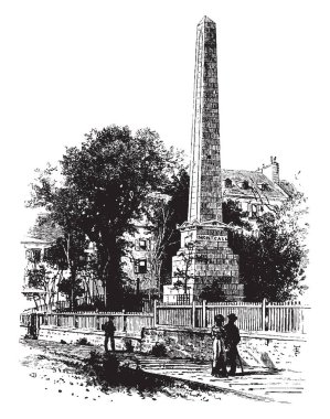 Bir anıt General James Wolfe ve Louis-Joseph de Montcalm., vintage çizgi çizme veya oyma illüstrasyon