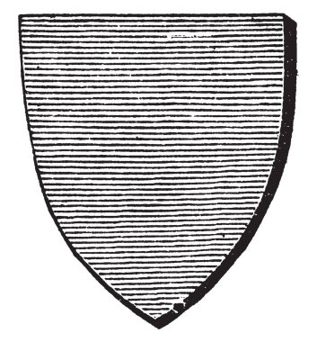 Masmavi kalkan yatay çizgiler, vintage çizgi çizme veya oyma illüstrasyon tarafından temsil edilir.