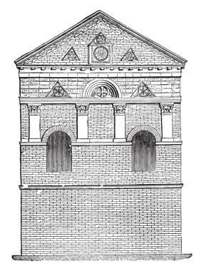 Kilise St John Poitiers, vintage illüstrasyon kazınmış. Endüstriyel ansiklopedi E.-O. Lami - 1875