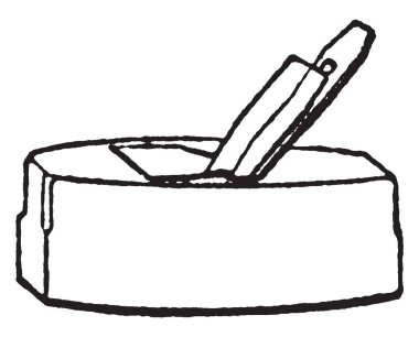 Bu resimde bir ahşap yüzey, vintage çizgi çizme veya oyma resimde kullanılan uçak yumuşatma temsil eder..