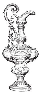 Bu tarihsel bir trophy görüntüdür. Sadece America's Cup, bir Yatçılık kupa, vintage çizgi çizme veya oyma illüstrasyon gibi.
