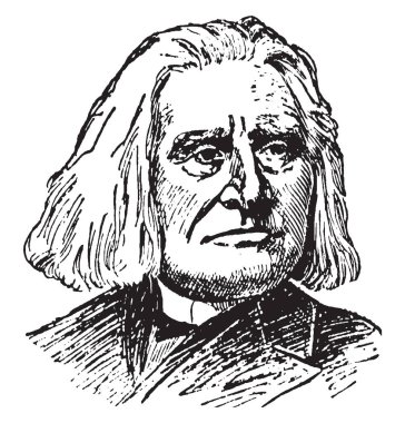 Franz Liszt, Macar piyano virtüözü ve besteci, vintage çizgi çizme veya oyma illüstrasyon o 1811-1886, oldu
