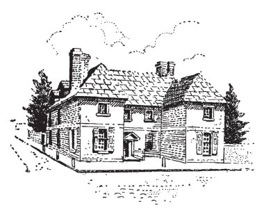House, William İngiliz gayrimenkul iş adamı, Philadelphia, vintage çizgi çizme veya oyma illüstrasyon filozof olan Penn.