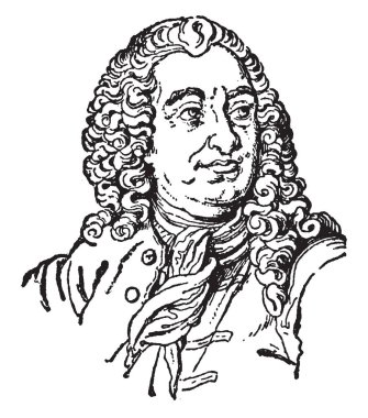 Johann C. von Wolf, 1679-1754, o bir Alman filozof, vintage çizgi çizme veya oyma illüstrasyon yapıldı.