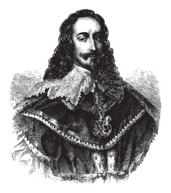 Charles ı, İngiltere kralı, 1600-1649, İngiltere, İskoçya ve İrlanda 1649 için üç Krallık 1625 üzerinden kralı, vintage çizgi çizme veya oyma illüstrasyon oldu