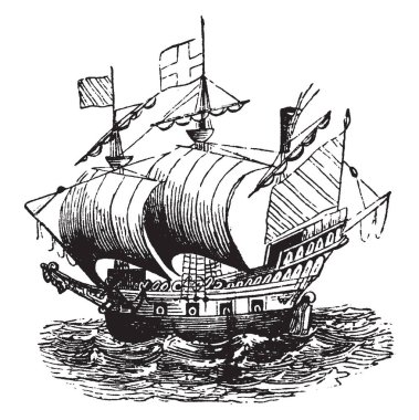 Ralegh gemi Continental Kongre Continental deniz kuvvetleri için yetkili 1775 yılında on üç gemi, vintage çizgi çizme veya oyma illüstrasyon biriydi.