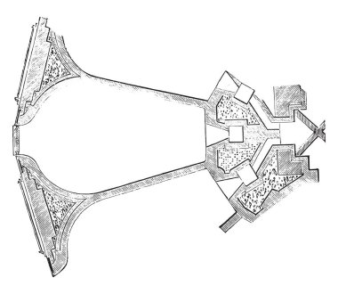 Fırın Eaton kesit planı, vintage illüstrasyon kazınmış. Endüstriyel ansiklopedi E.-O. Lami - 1875
