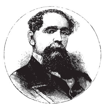Charles Dickens, 1812-1870, o bir İngiliz yazar ve sosyal eleştirmen, Victoria dönemi yanı sıra güçlü sosyal savunucusu, vintage çizgi çizme veya oyma illüstrasyon en popüler İngiliz romancılar biri oldu