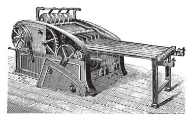 Yayıcı keten, vintage illüstrasyon kazınmış. Endüstriyel ansiklopedi E.-O. Lami - 1875