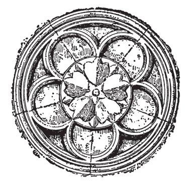 Kurtpençesi windows taş süslemeleri bulunan bir süs olduğunu ve dekoratif veya aygıt hangi yaygın Gotik ve İslam mimarisi, vintage çizgi çizme veya oyma illüstrasyon bulunur süsleme.