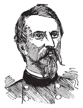 Philip Kearny, 1815-1862, o Amerika Birleşik Devletleri Ordusu subayı, Meksika-Amerika Savaşı ve Amerikan İç Savaşı, vintage çizgi çizme veya oyma illüstrasyon onun liderlik için ünlü oldu