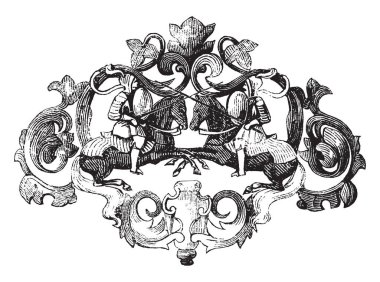 Broş mücevher parçası, vintage çizgi çizme veya oyma illüstrasyon bir türüdür.